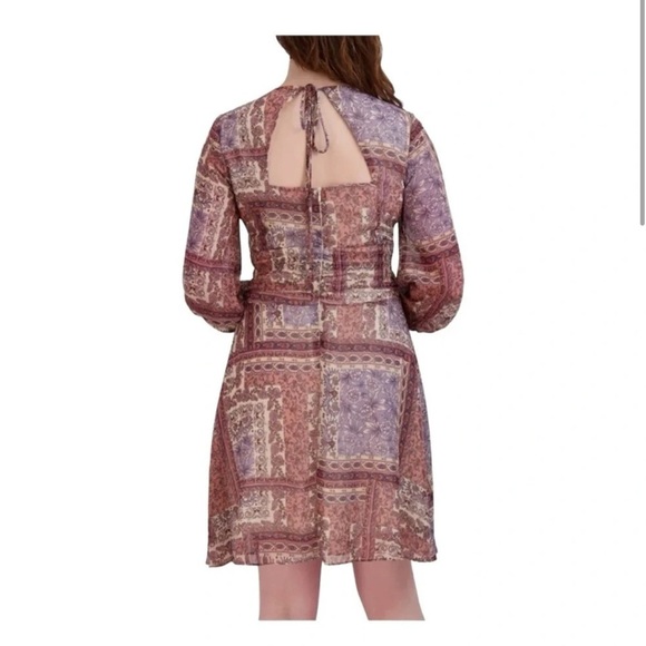 Julia Jordan Paisley Cut-Out Fit & Flare Dress Light Brown NWOT - Picture 5 of 8